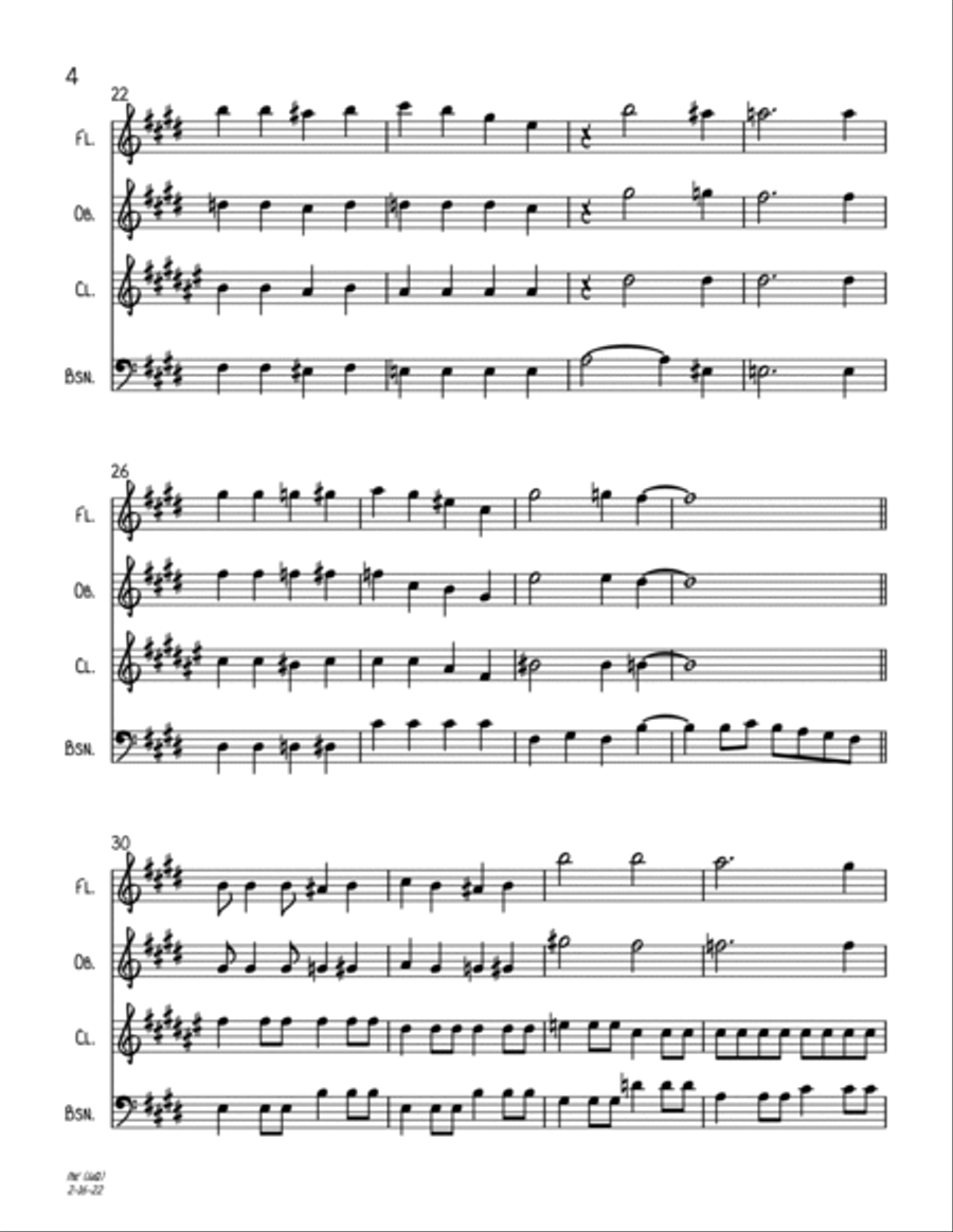 Mele Kalikimaka Woodwind Quartet scores gallery preview page 4