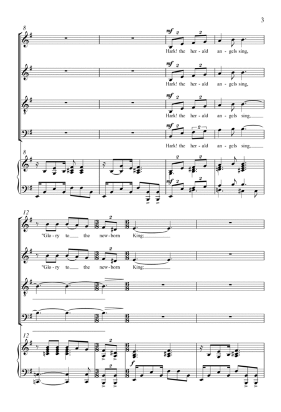 Hark! The Herald Angels Sing 4-Part scores gallery preview page 2