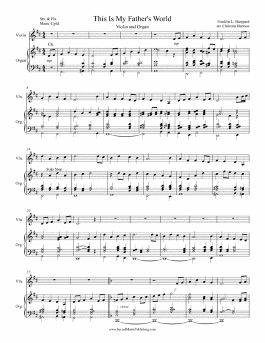 This Is My Father's World - Violin and Organ String Duet scores gallery preview page 2