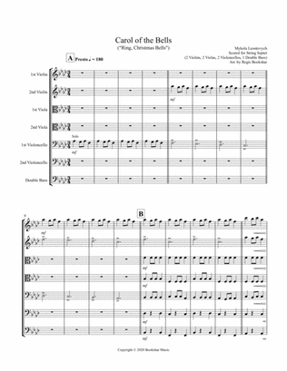 Carol of the Bells (F min) (String Septet - 2 Violin, 2 Viola, 2 Cello, 1 Bass)