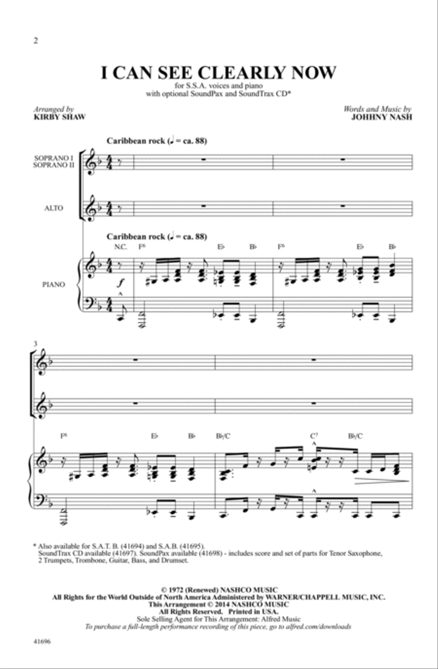 I Can See Clearly Now Choir scores gallery preview page 1