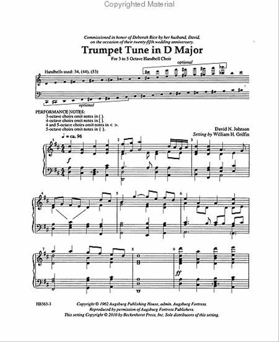Trumpet tune in store d major