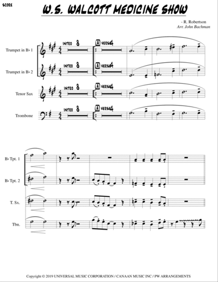 W.s. Walcott Medicine Show Tenor Saxophone scores gallery preview page 2