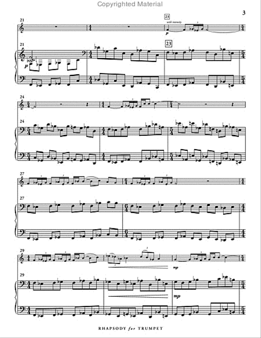 Rhapsody for Trumpet (score & 1 part) Trumpet Solo scores gallery preview page 4