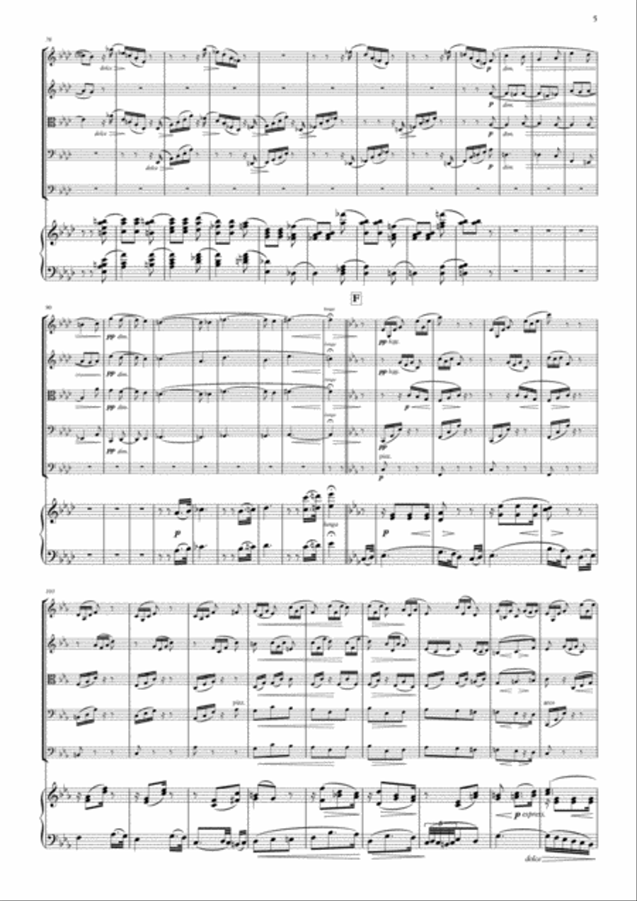 Symphony n°3 op.90, 3rd mvt for String Orchestra (quintet) and Piano Chamber Orchestra scores gallery preview page 5