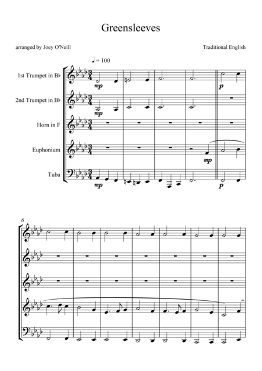 Greensleeves Greensleeves Brass Ensemble scores gallery preview page 1