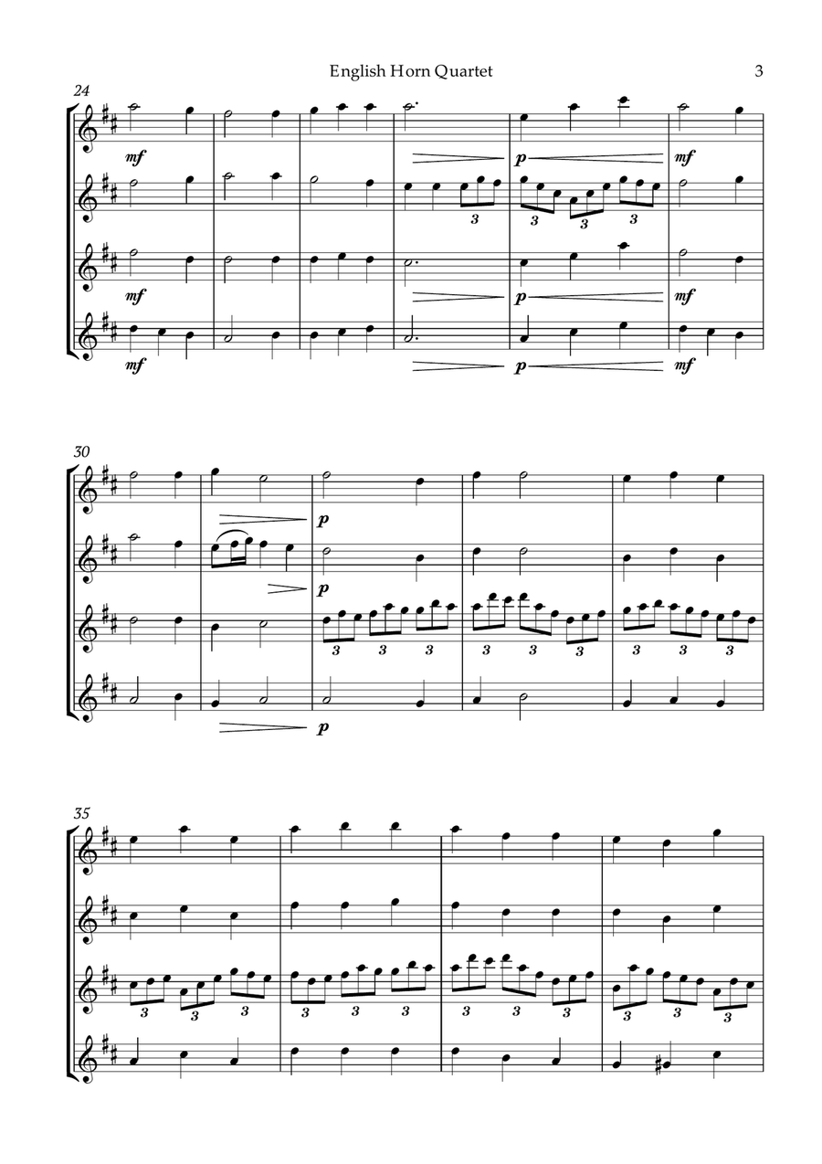Bach Jesu, joy of man's desiring for English Horn Quartet Small Ensemble scores gallery preview page 4
