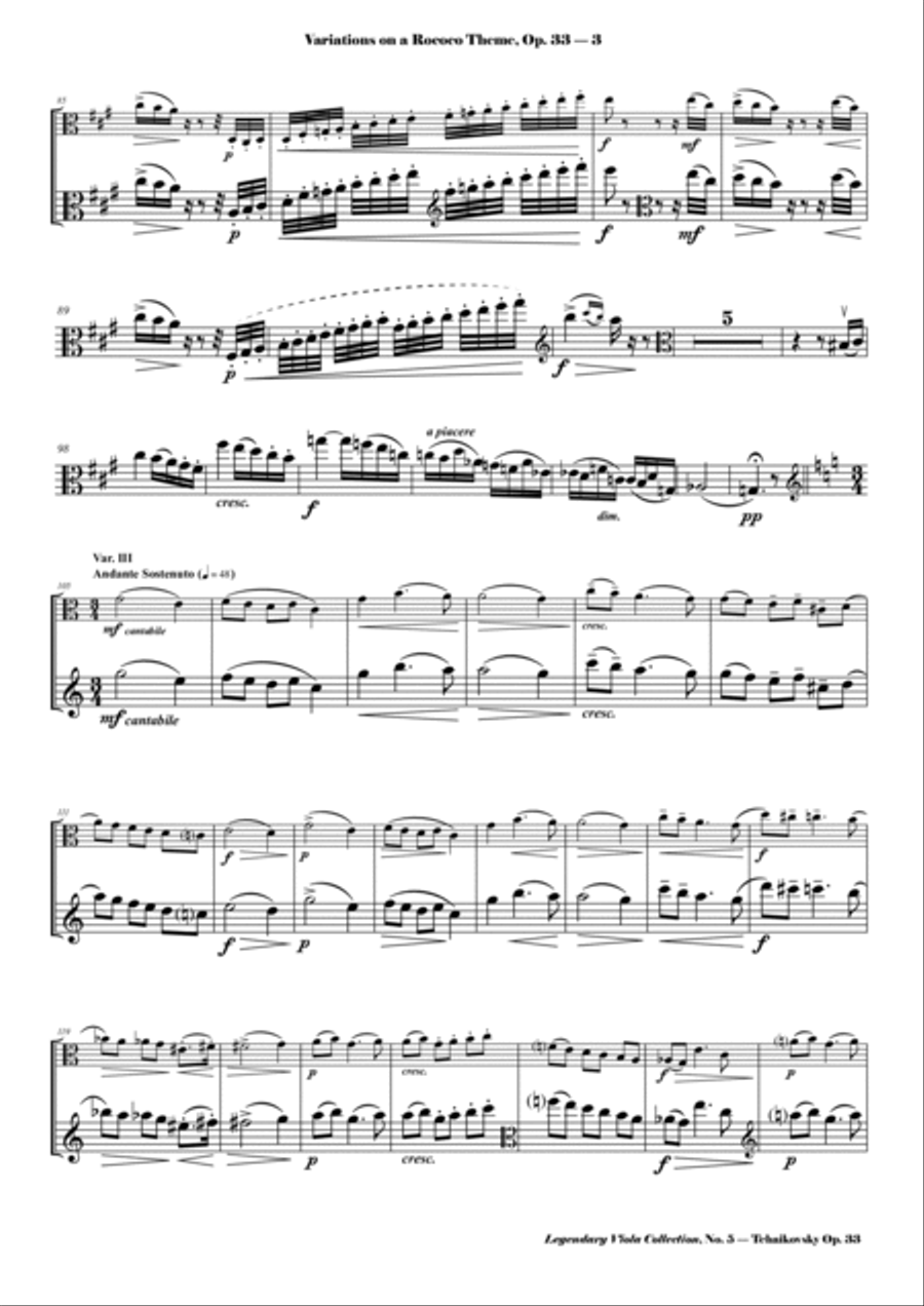 Tchaikovsky - Variations on a Rococo Theme, Op. 33 - Legendary Viola Collecton - No. 5 Viola Solo scores gallery preview page 4