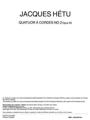 Quatuor no 2 op. 50 (score et parties)