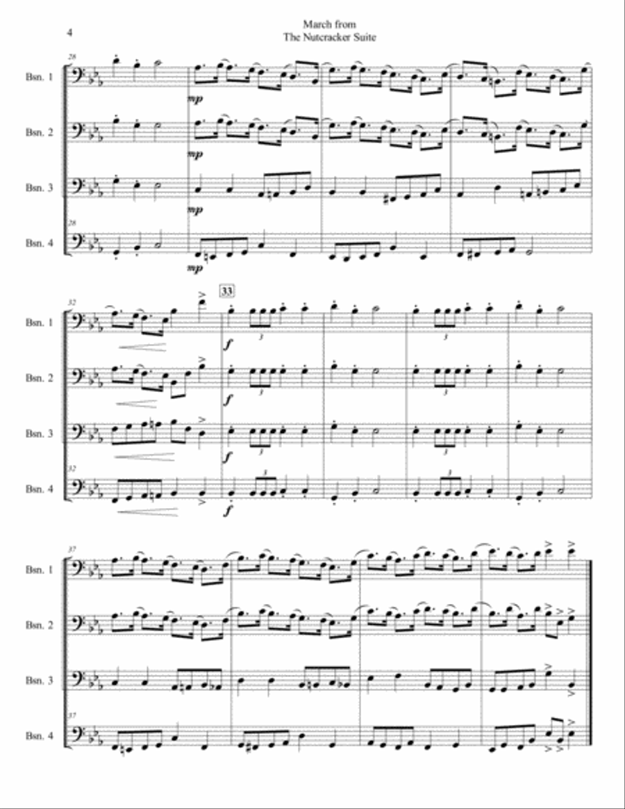 March from the Nutcracker Suite for Bassoon Quartet Woodwind Quartet scores gallery preview page 4