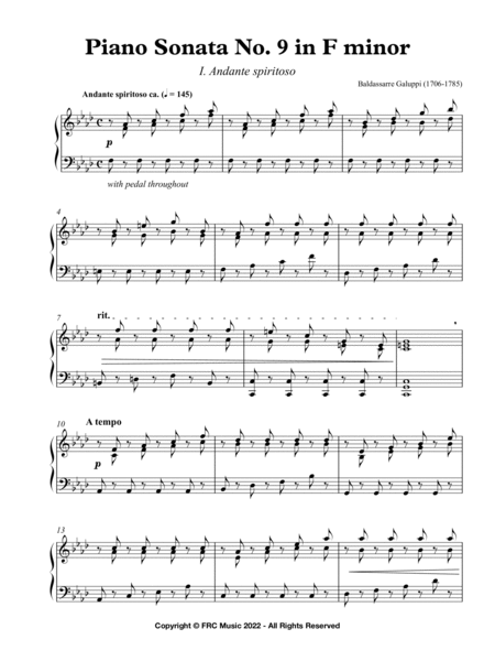 Galuppi: Piano Sonata No. 9 in F Minor: I. Andante spiritoso image number null
