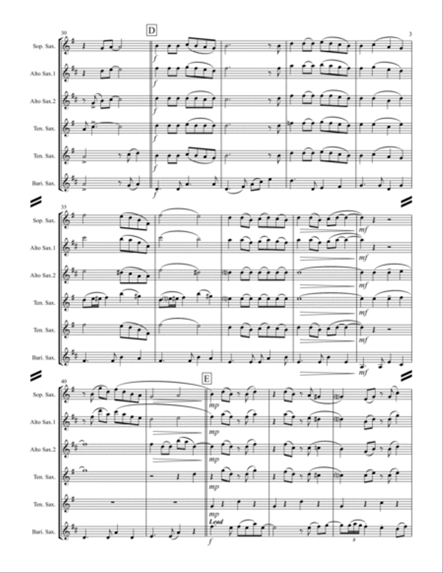 Raindrops Keep Fallin' On My Head Saxophone Quintet scores gallery preview page 4
