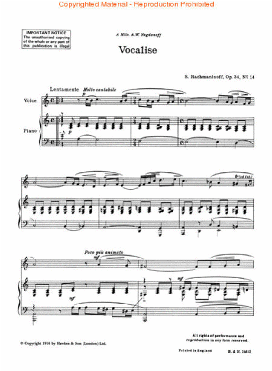 Vocalise Op. 34, No. 14