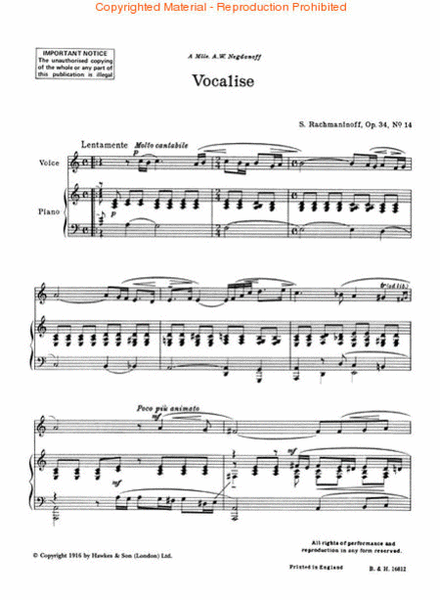 Vocalise Op. 34, No. 14