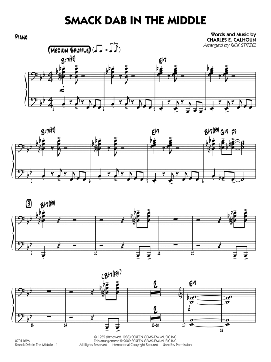Smack Dab In The Middle - Piano Jazz Ensemble scores gallery preview page 1