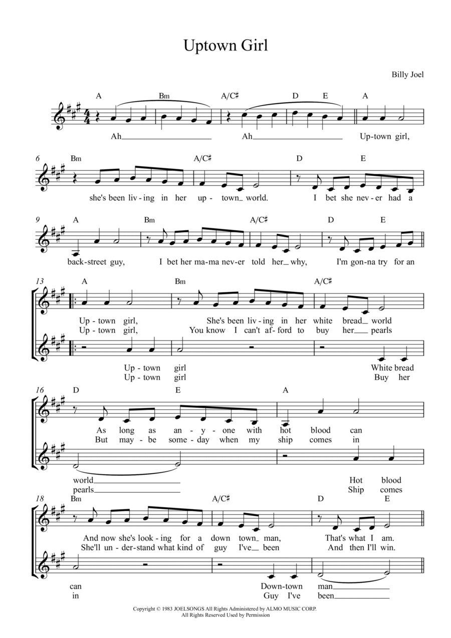 Uptown Girl Uptown Girl 2-Part scores gallery preview page 1