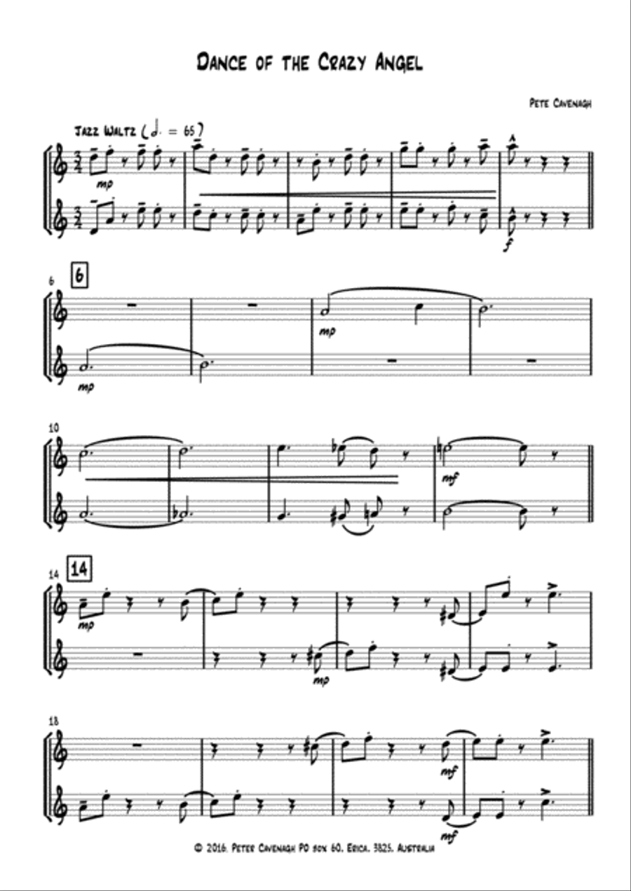 Dance of the Crazy Angel - saxophone duet Woodwind Duet scores gallery preview page 2