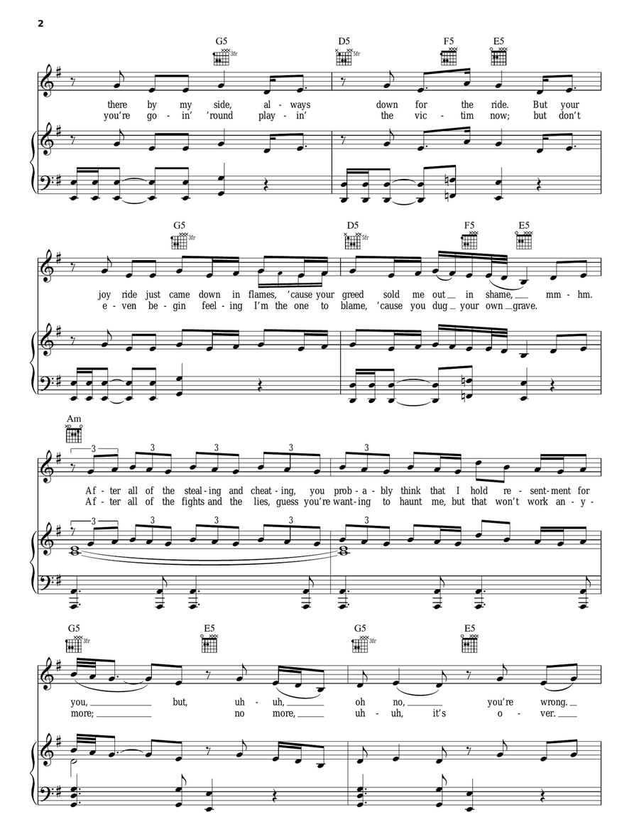 Fighter Piano, Vocal, Guitar scores gallery preview page 2