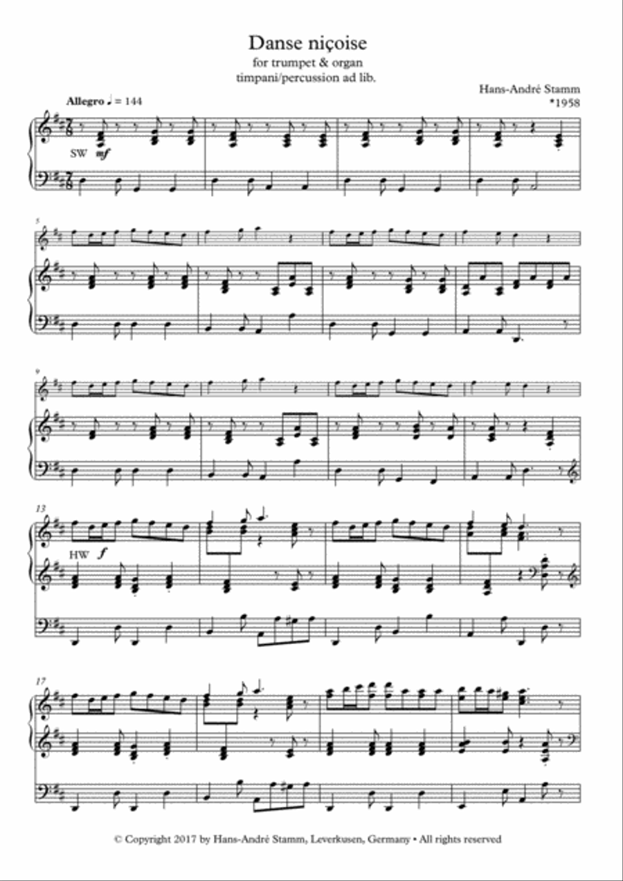 Danse niçoise for trumpet & organ, timp./perc. ad lib Small Ensemble scores gallery preview page 2