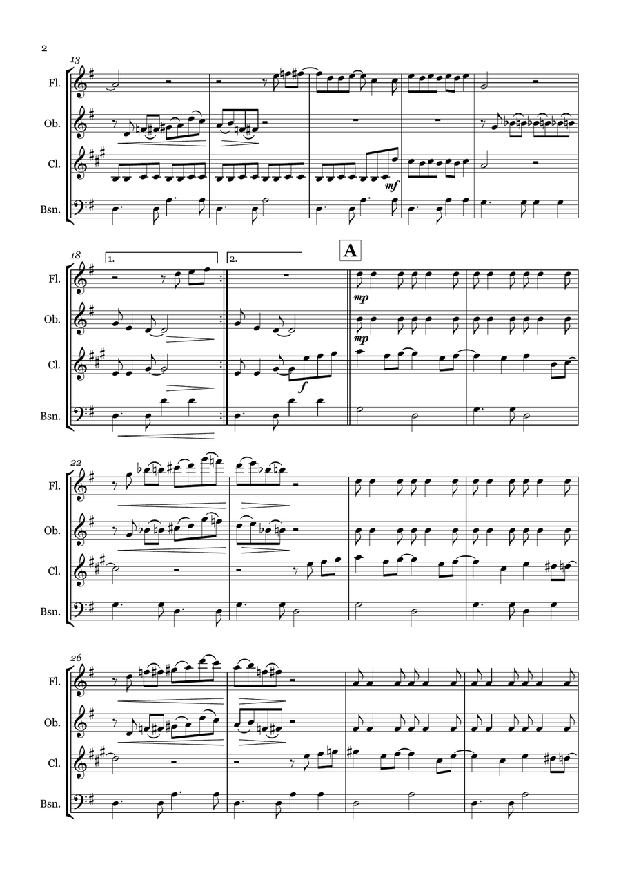You Never Can Tell Woodwind Quartet scores gallery preview page 2