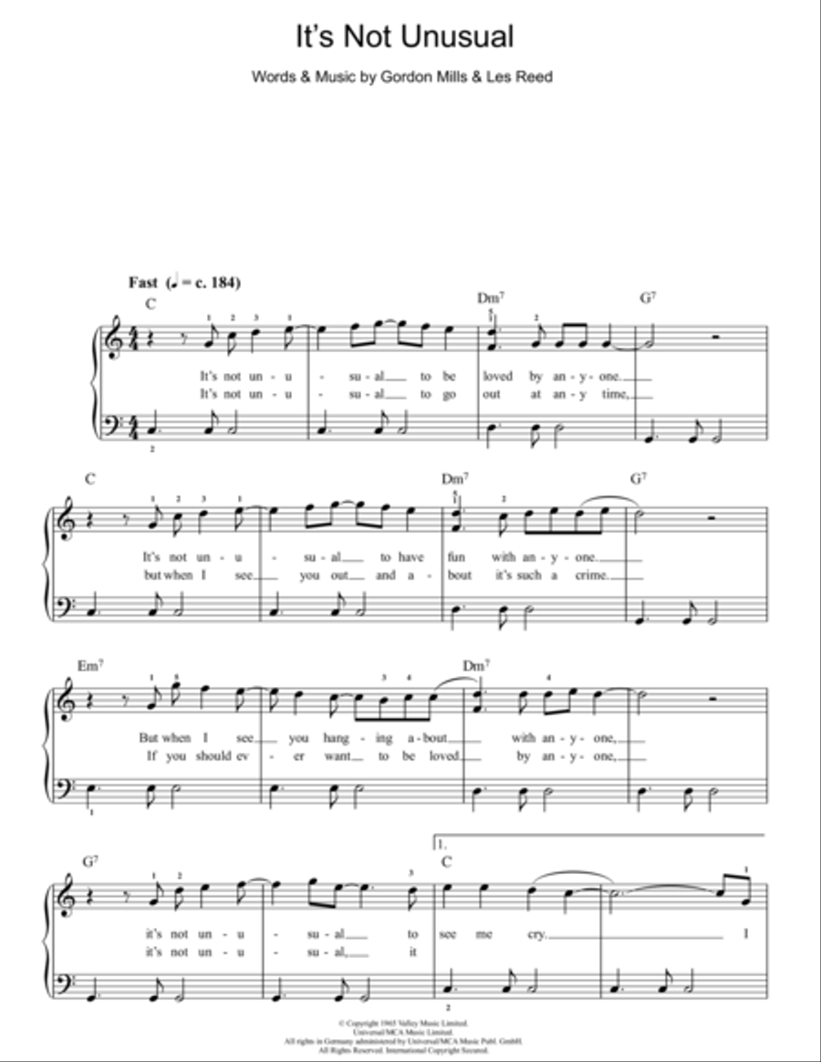 It's Not Unusual Easy Piano scores gallery preview page 1