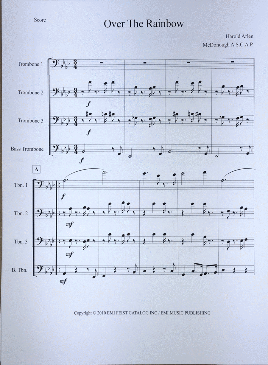 Over The Rainbow Brass Ensemble scores gallery preview page 1