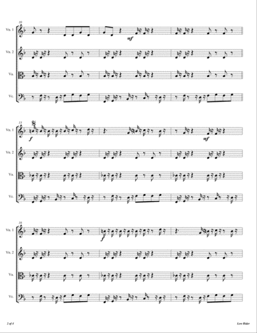 Low Rider String Quartet scores gallery preview page 3
