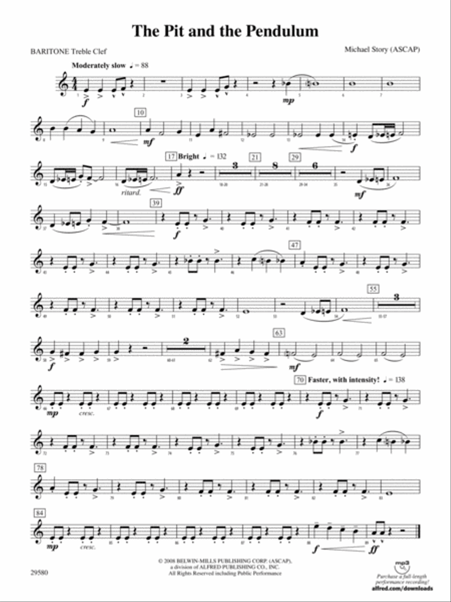 The Pit and the Pendulum: Baritone T.C. Concert Band scores gallery preview page 1