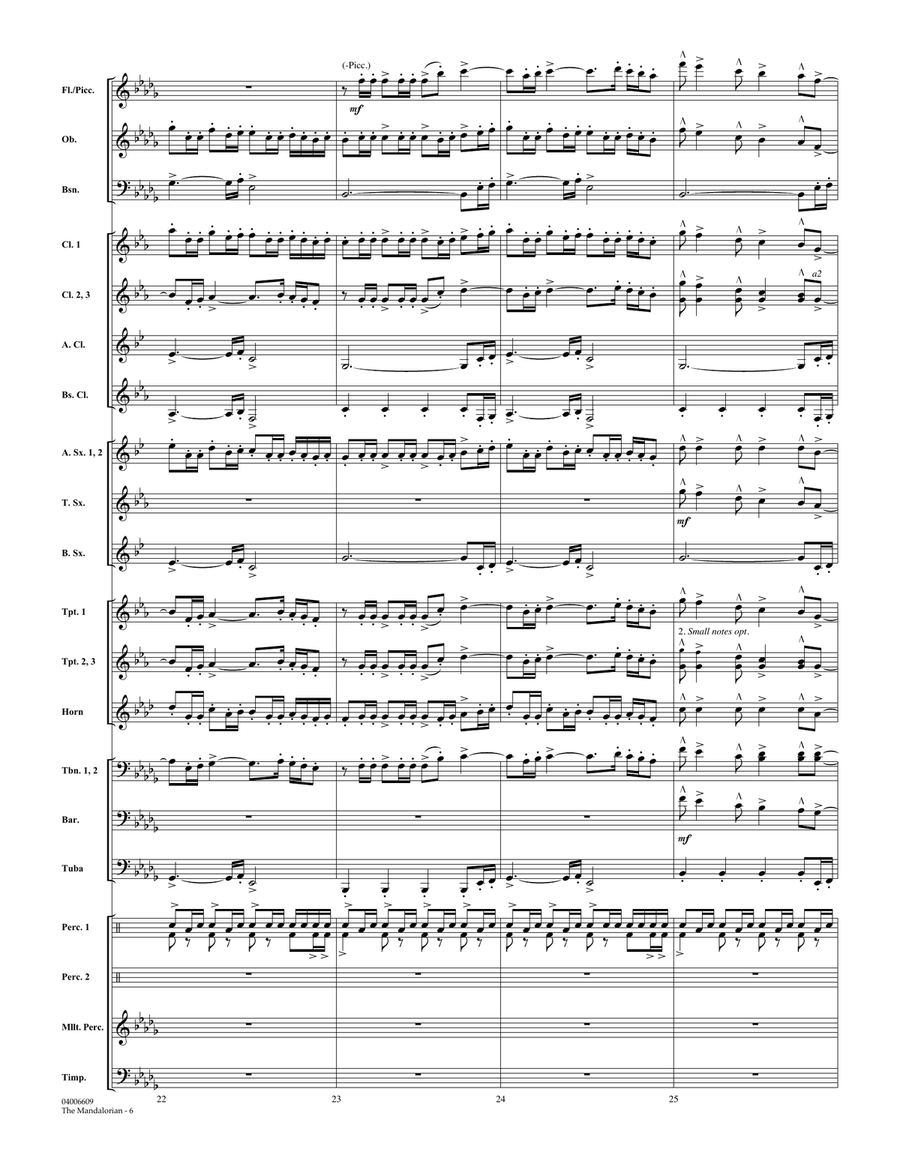 The Mandalorian (from Star Wars: The Mandalorian) (arr. Paul Murtha) - Conductor Score (Full Score) Concert Band scores gallery preview page 6