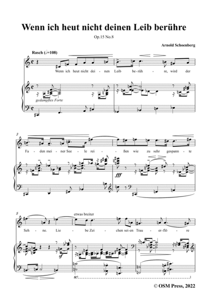 Schoenberg-Wenn ich heut nicht deinen Leib berühre,in C Major,Op.15 No.8