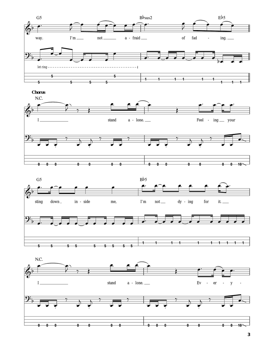 I Stand Alone Bass Guitar Tablature scores gallery preview page 3