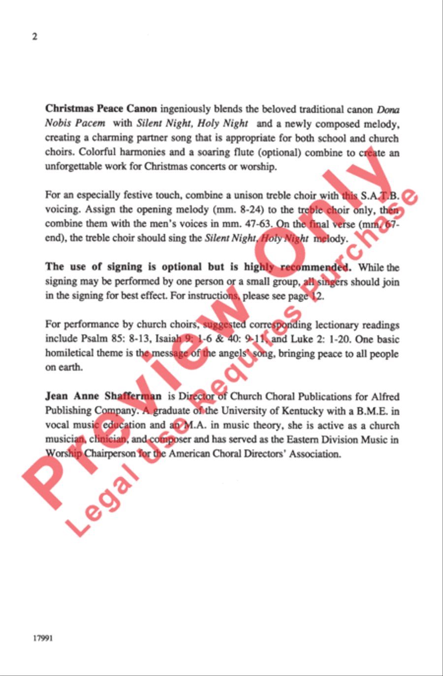 Christmas Peace Canon 4-Part scores gallery preview page 2