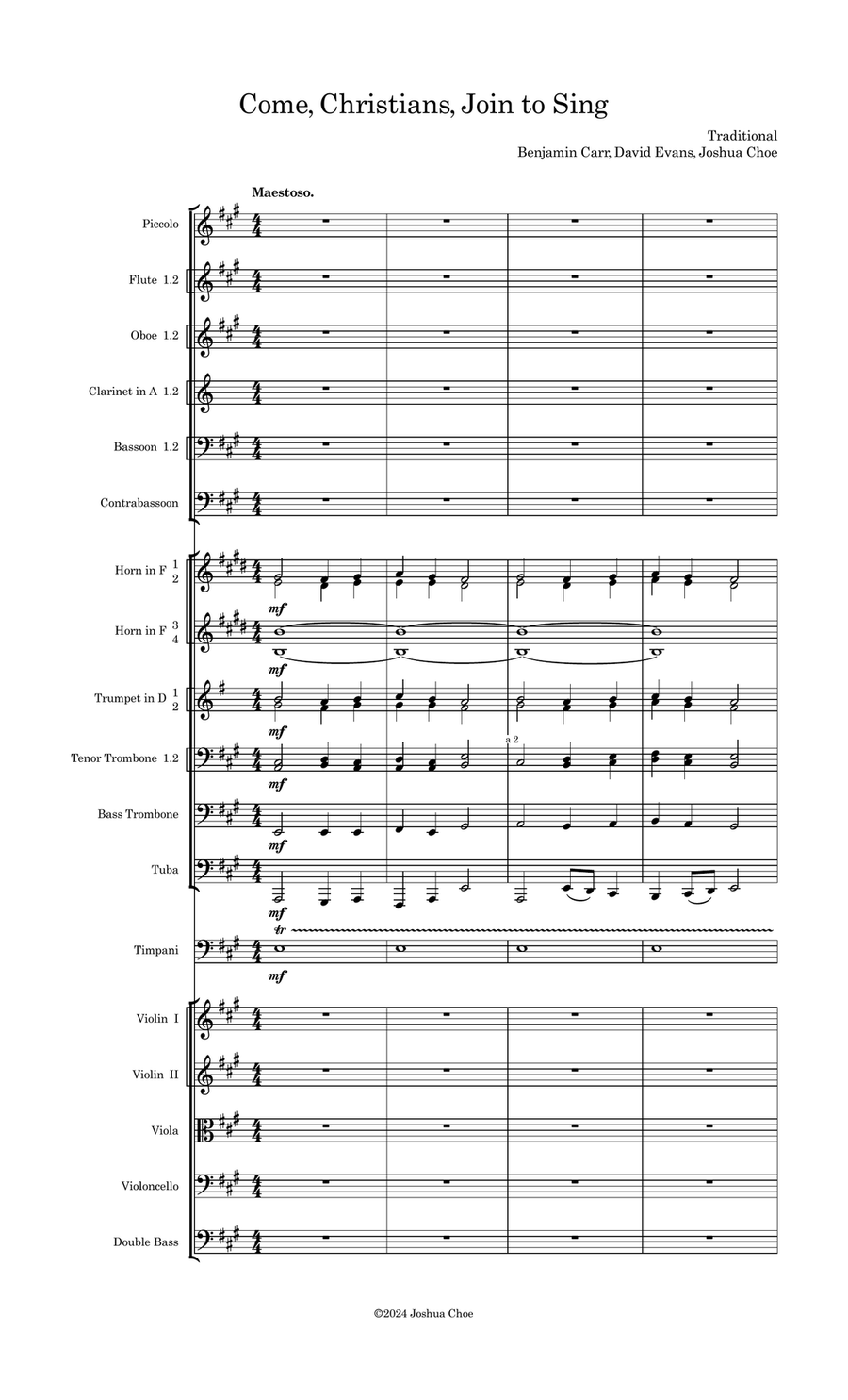 Come, Christians, Join to Sing Full Orchestra scores gallery preview page 3