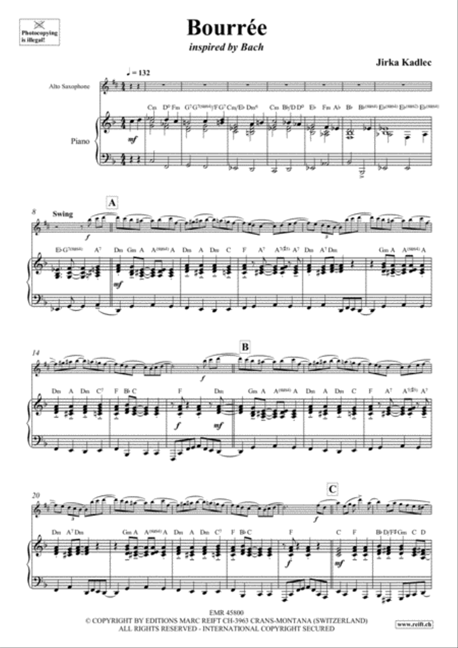 Bourree Alto Saxophone scores gallery preview page 4