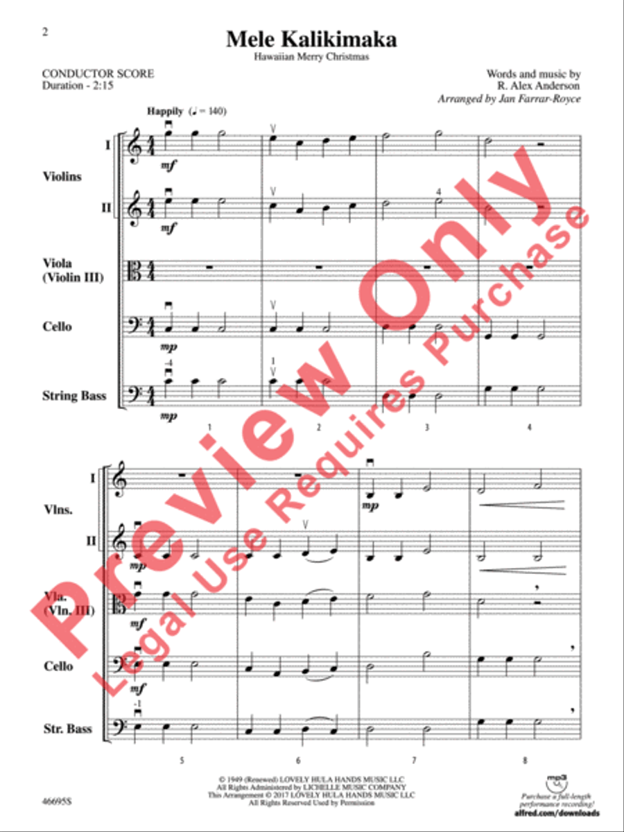 Mele Kalikimaka String Orchestra scores gallery preview page 3