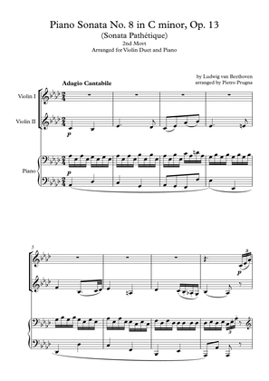 Book cover for Piano Sonata No. 8 in C minor, Op. 13 (Sonata Pathétique) 2nd Movt - arr. for Violin Duet and Piano