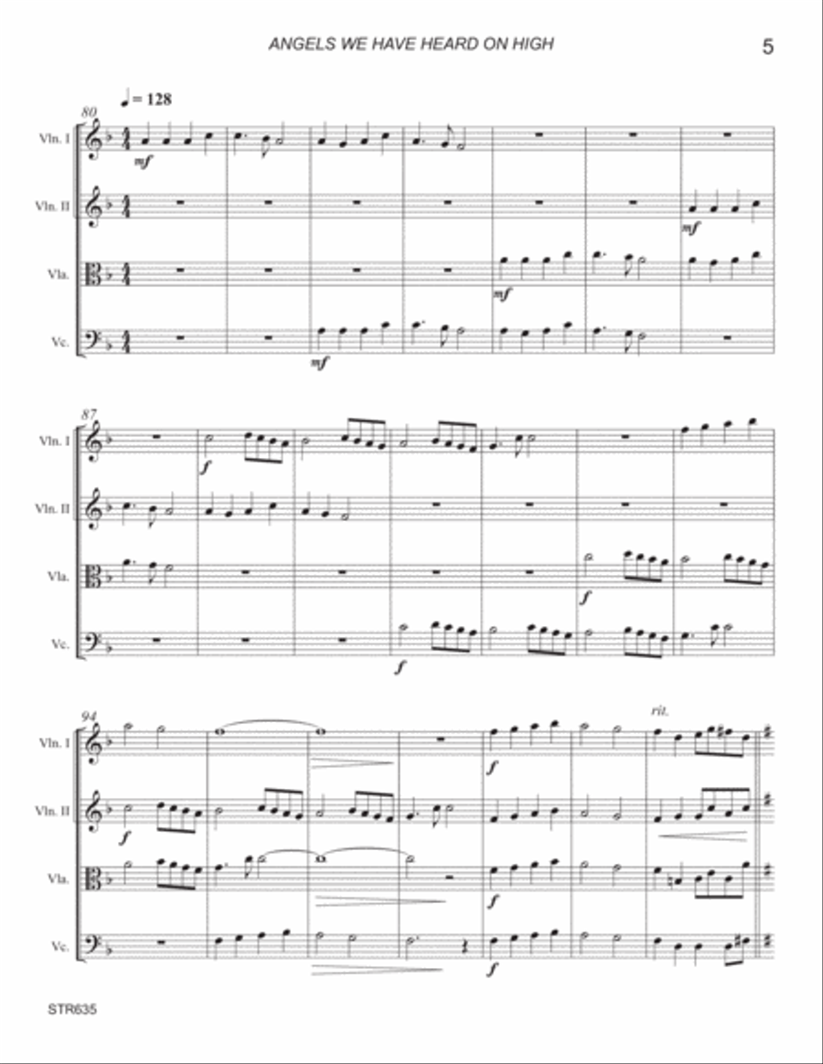 ANGELS WE HAVE HEARD ON HIGH - String Quartet (unaccompanied) - Grade 3 String Quartet scores gallery preview page 5