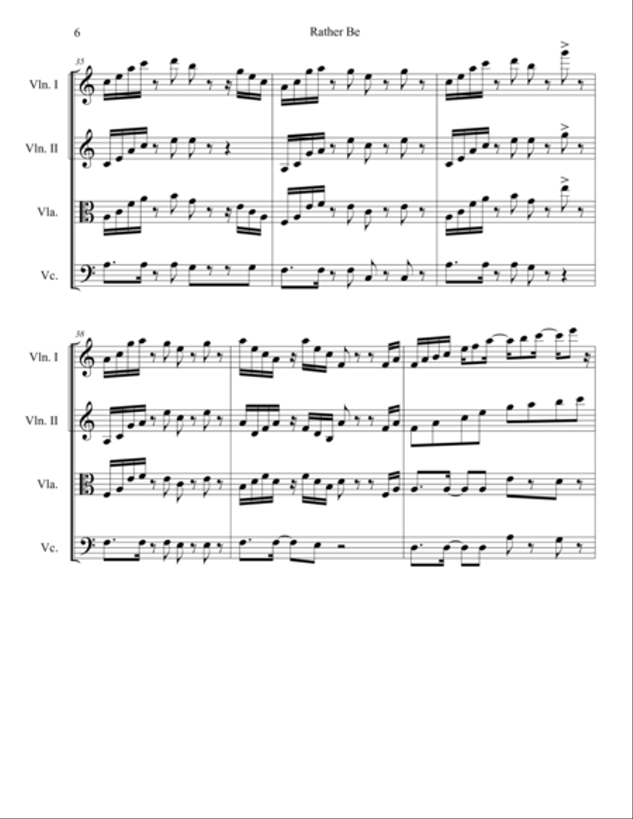Rather Be Rather Be String Quartet scores gallery preview page 6