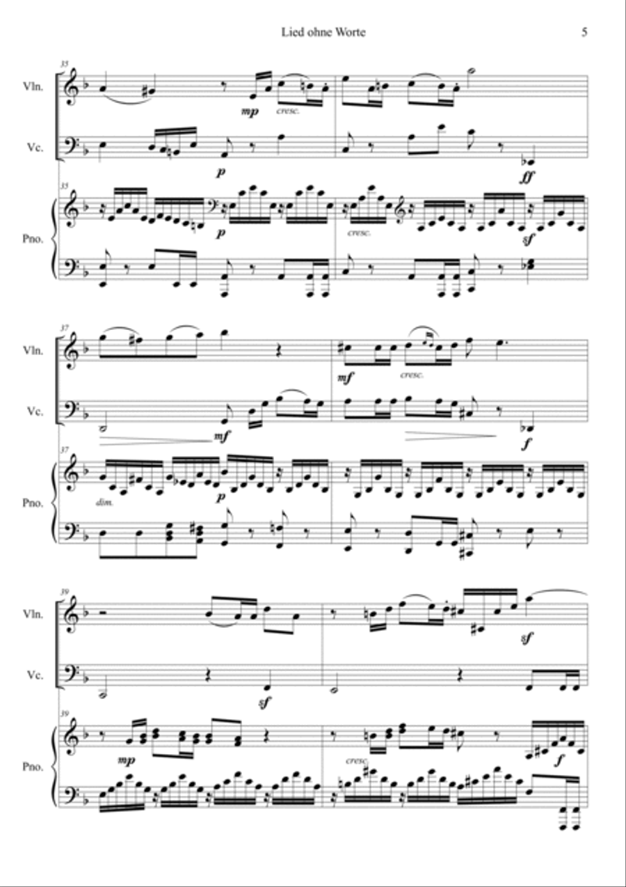 Lied ohne Worte. op. 109 Hard Version Piano Trio scores gallery preview page 5