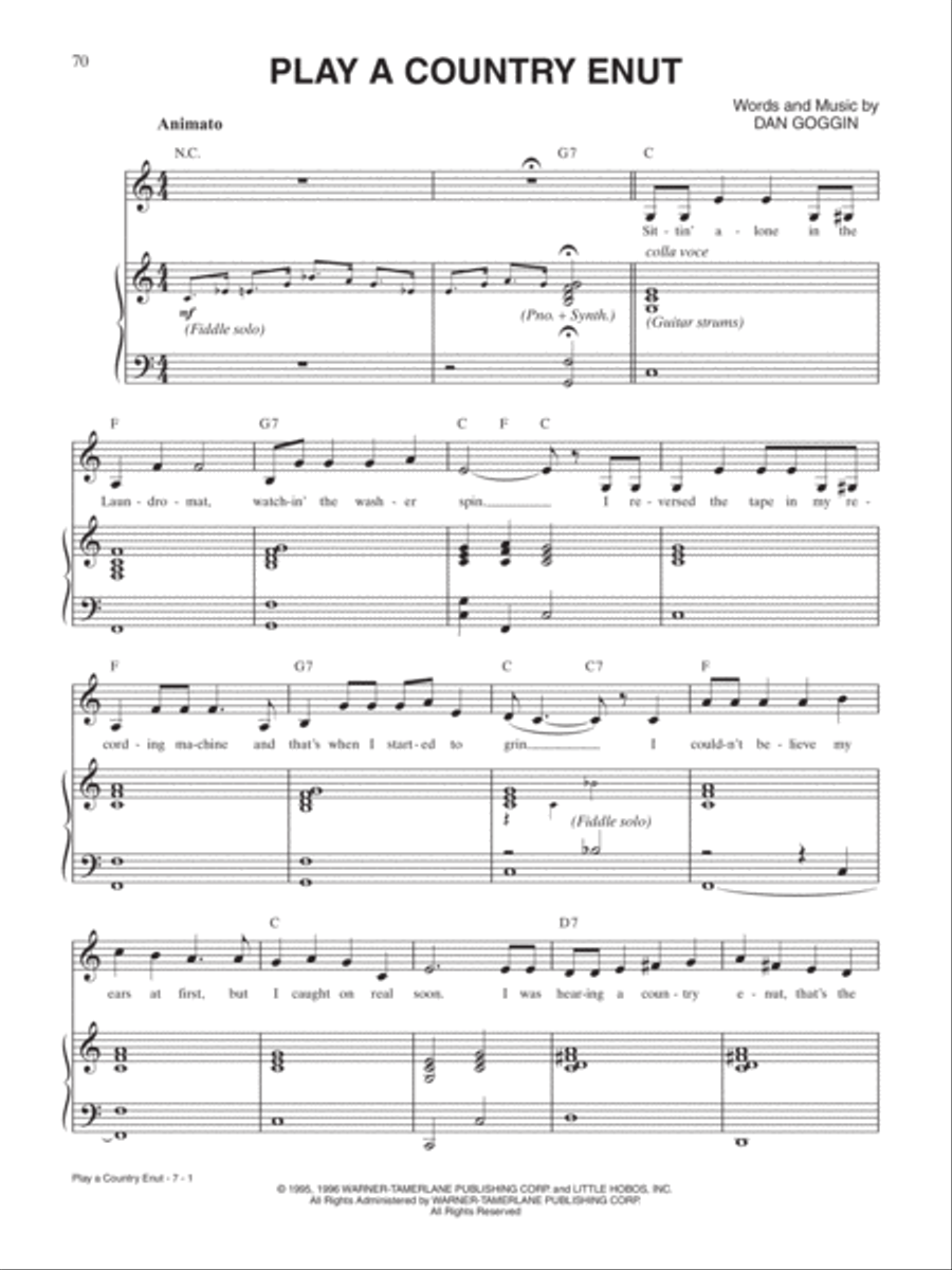 Play a Country Enut (from Sister Amnesia's Country Western Nunsense Jamboree) Piano, Vocal, Guitar scores gallery preview page 1