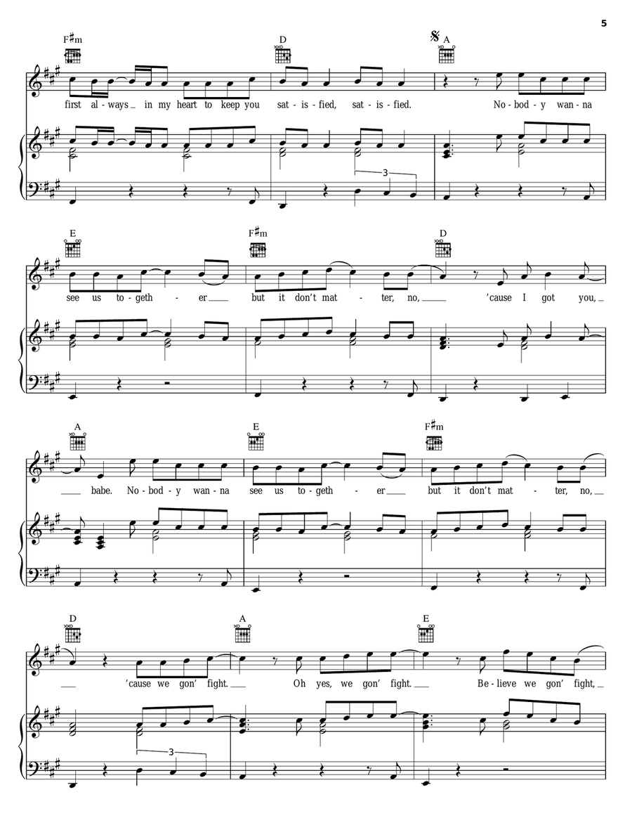Don't Matter Piano, Vocal, Guitar scores gallery preview page 5
