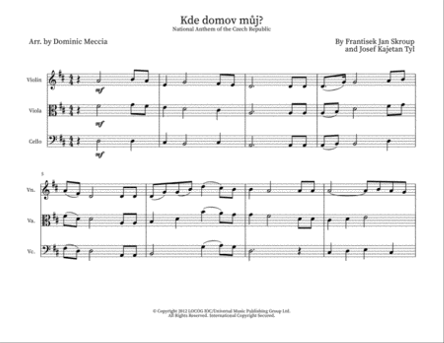 Kde Domov Muj? String Trio scores gallery preview page 1