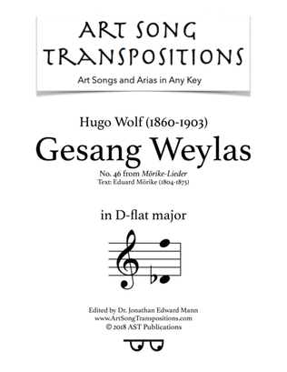 WOLF: Gesang Weylas (transposed to D-flat major)