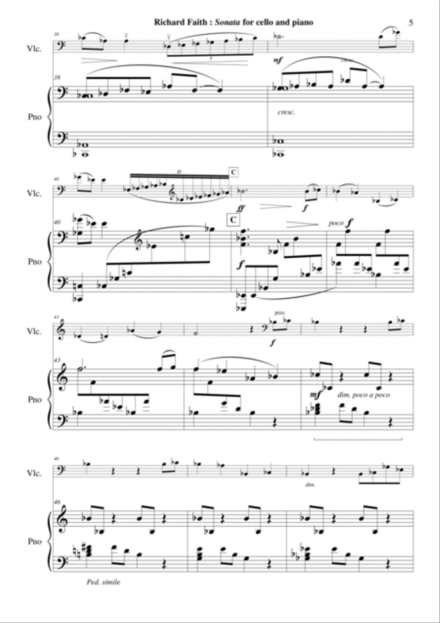 Richard Faith : Sonata for Cello and Piano Piano scores gallery preview page 5