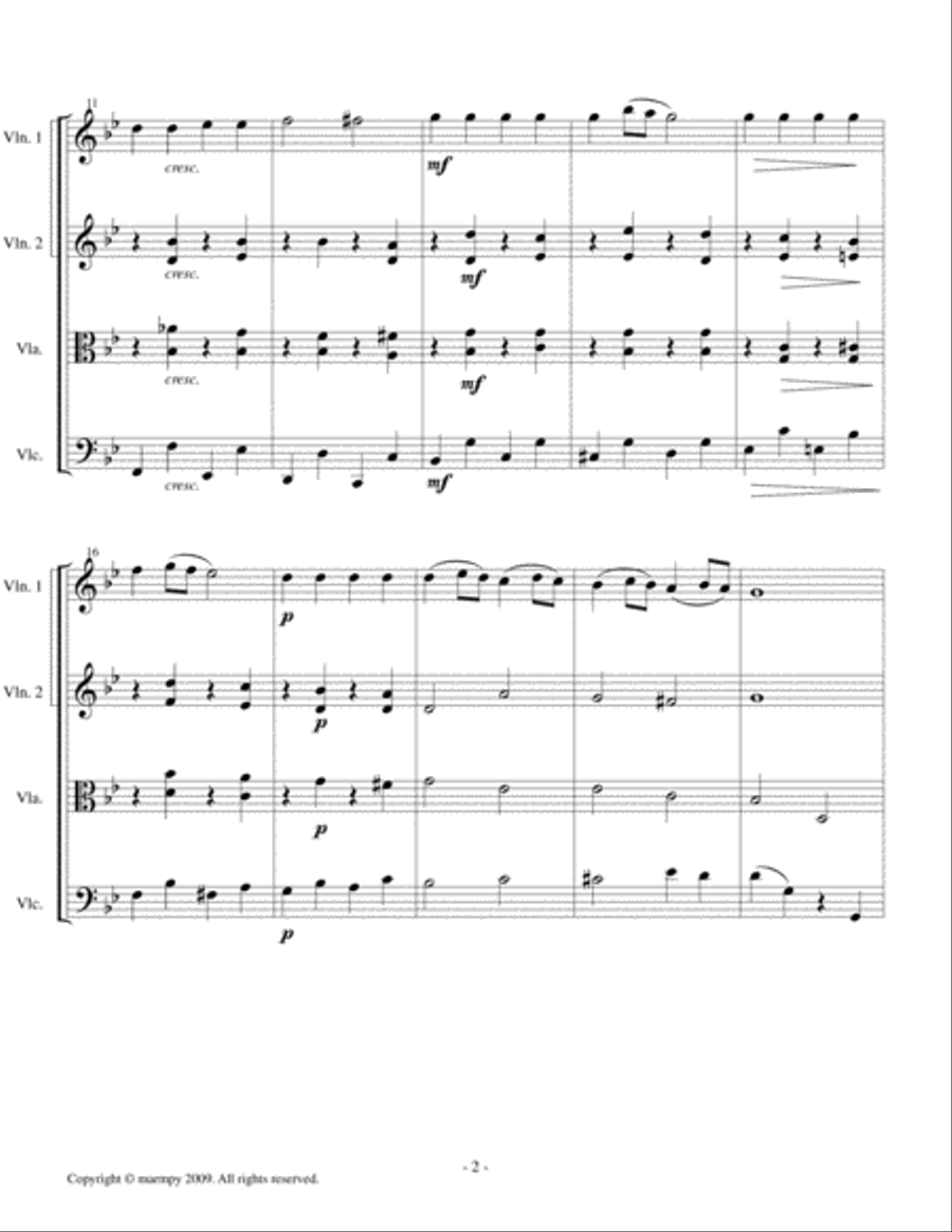 Chanson Triste by Tchaikovsky (arranged for String Quartet) String Quartet scores gallery preview page 2