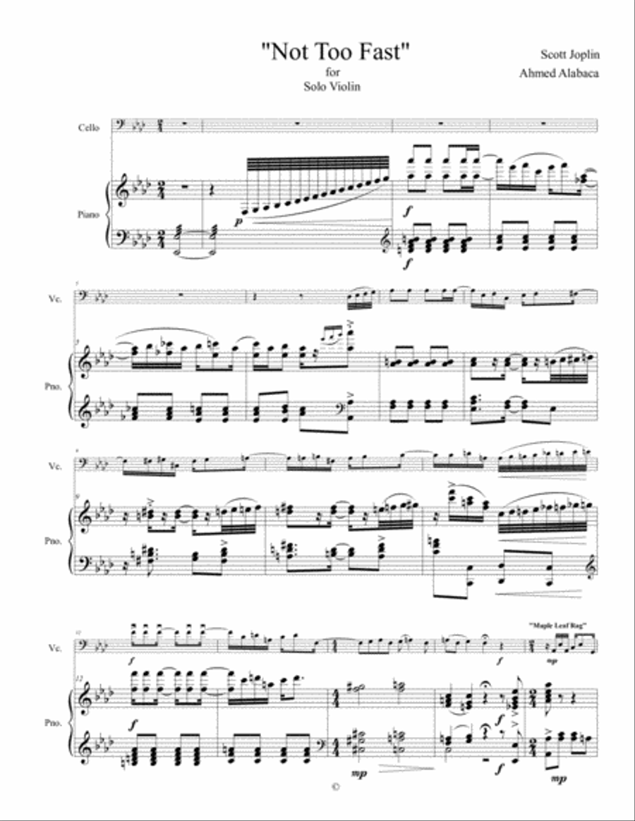 Not Too Fast - A Ragtime Medley Piano scores gallery preview page 1