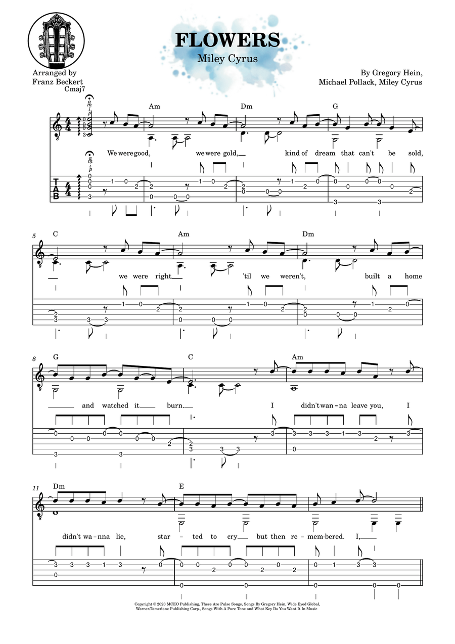 Flowers Acoustic Guitar scores gallery preview page 1