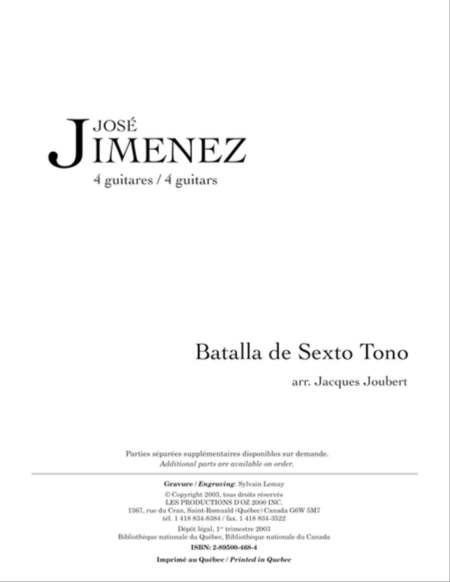 Batalla de sexto tono Guitar Ensemble scores gallery preview page 1