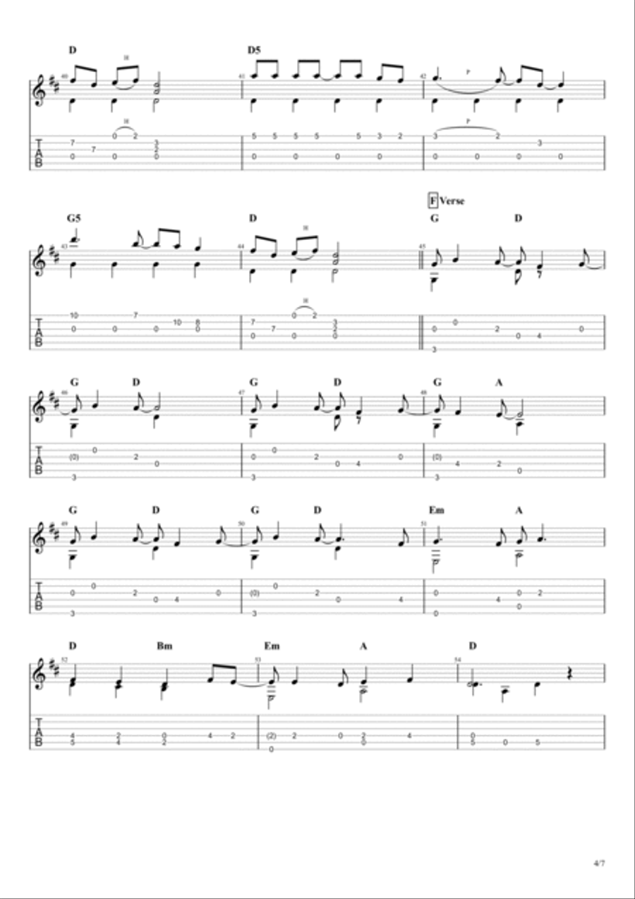 Moonshadow Guitar Tablature scores gallery preview page 5