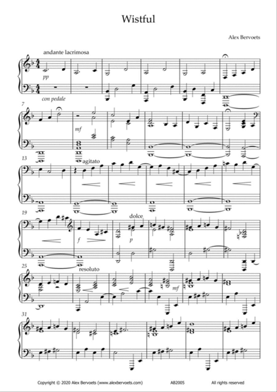 Wistful Piano Solo scores gallery preview page 2